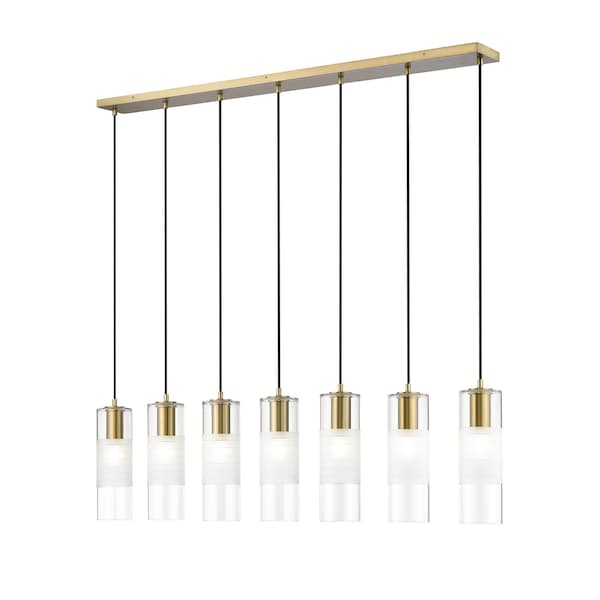 Z-Lite Alton Linear Chandelier, 7-Light, 4.75 In.W x 54 In.L x 14.25 In.H, Modern Gold/Clear+Frosted 824P-7L-MGLD - main